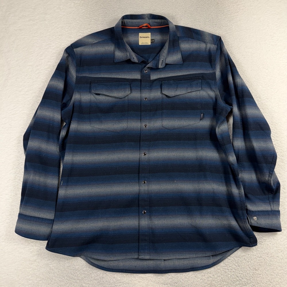 Simms Men's Plaid Flannel Sweater Shirt Pearl Snap Buttons 2XL Long Sleeve